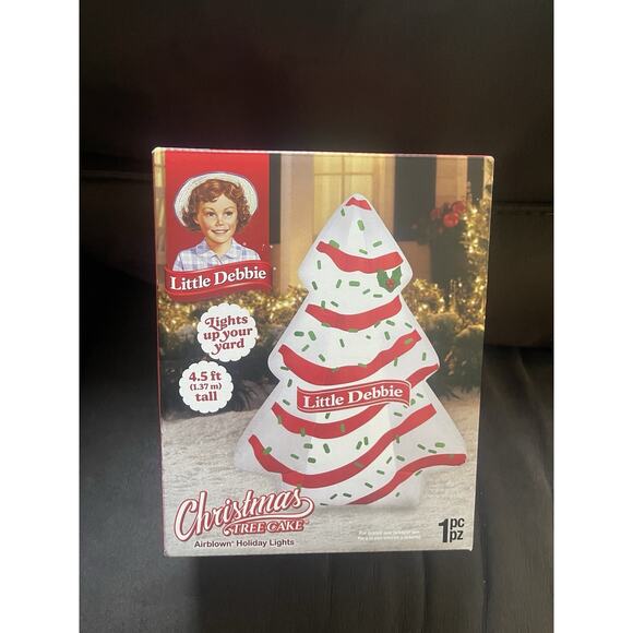 Little Debbie Viral Inflatable Lighted 4.5 Ft Christmas Tree In White Vanilla - Picture 6 of 10